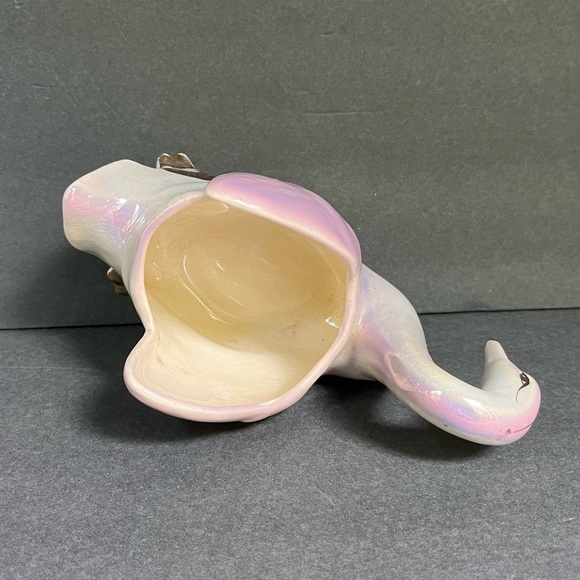 VTG Swan Planter Vase Lavender Iridescent Victorian Decor Lustreware Gold - Picture 5 of 6